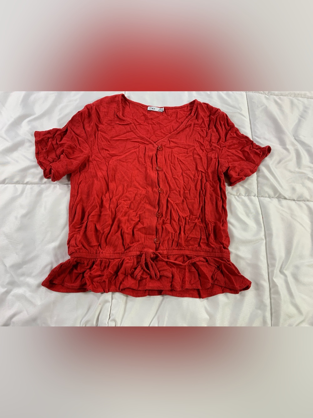 Pre loved Dex Red Ruffled Button-Front Women’s Top